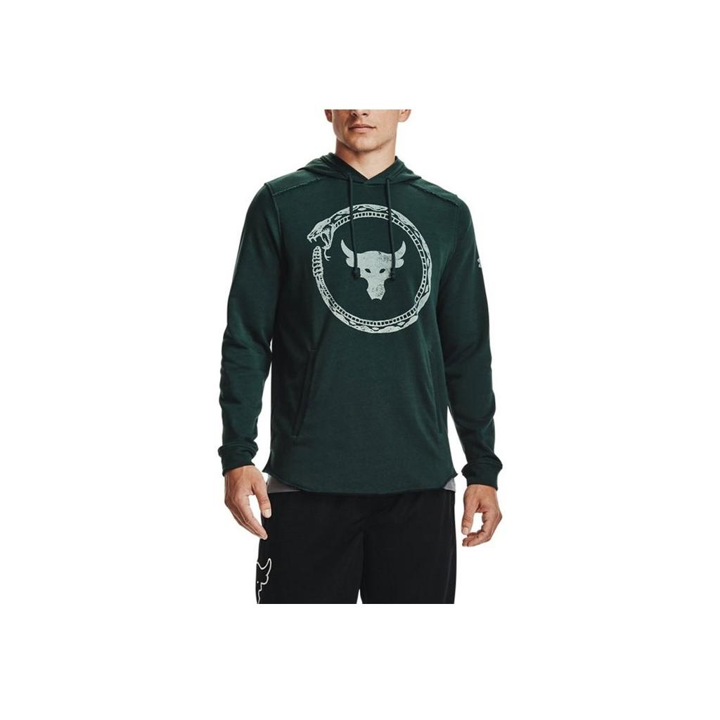 Under Armour Project Rock Johnson Logo Print Training Hoodie Men Hoodies Green 1361747-384