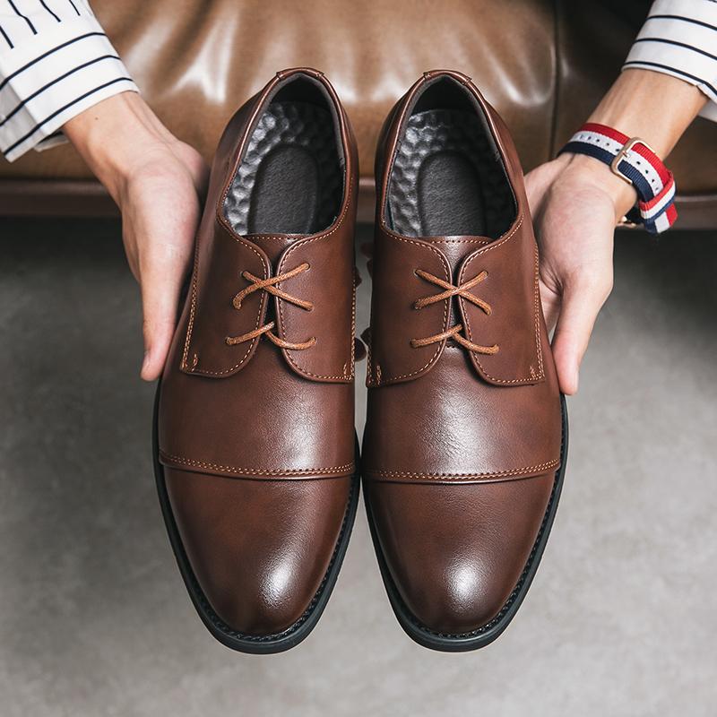 Мужские туфли-дерби из черной кожи, коричневые деловые туфли для офиса, смокинга, свадебные блейзеры, туфли-седла, большие размеры