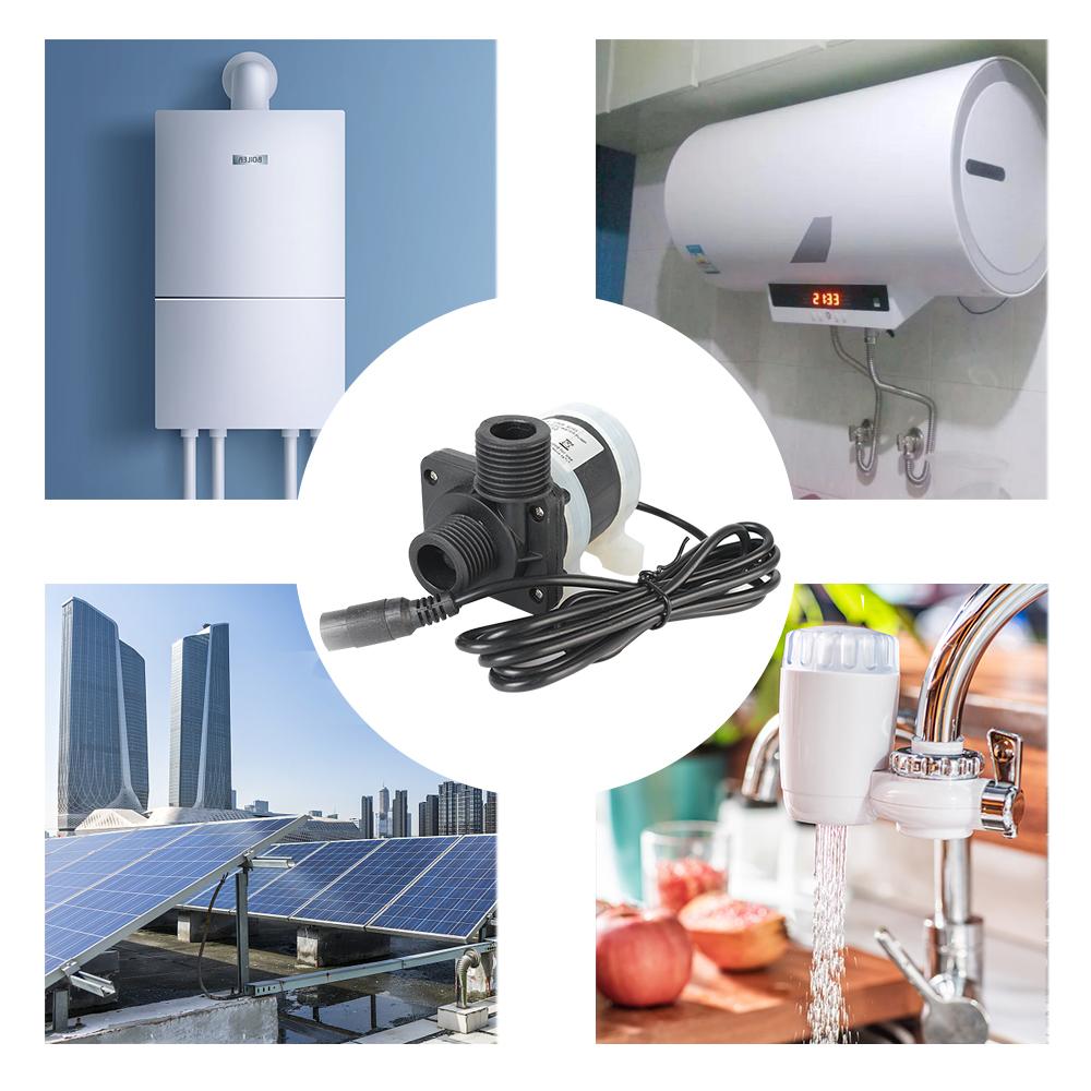 Водонепроницаемый водонагреватель с вилкой США, душ, подогрев пола, бустерный насос, бесщеточный солнечный мотор, водяной насос, бесшумный, 4 резьбовых соединения, постоянный ток 12 В 24 В