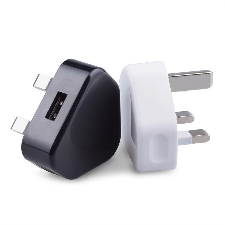 UK 3-Pin 5V2A Mobile Charger with USB Port and 1A Fast Charging
