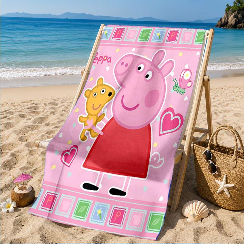 Dance Party With Peppa Beach Towel, Quick-drying, Easy to Care for, Suitable for Both Fitness and Beach Vacations,Sports Essential