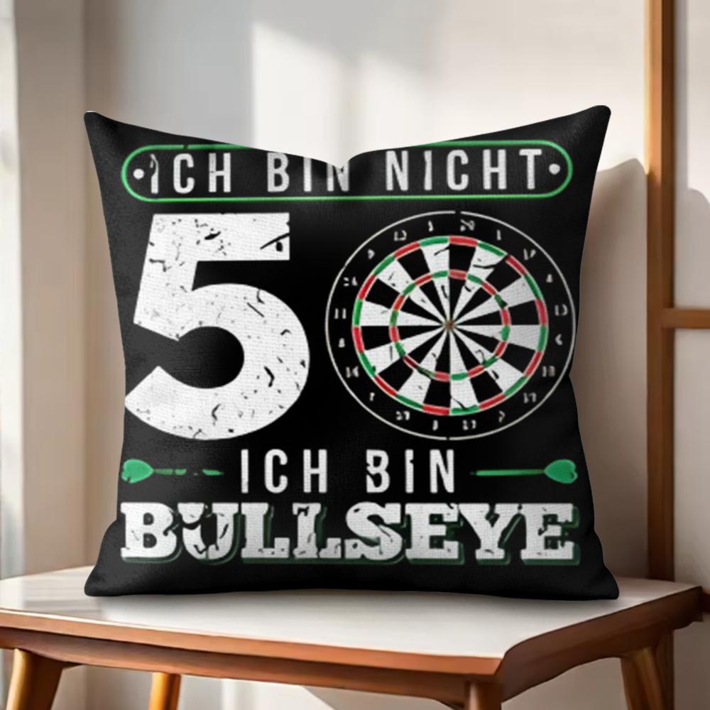 Забавная наволочка ICH BIN BULLSEYE Натуральный лен Органическая ткань Двусторонняя печать Подушки для дивана Декор для дома