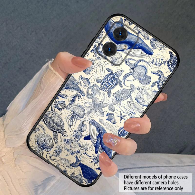 Cartoon Blue Shark For Moto Edge 40 50 Neo 5G E 14 15 G04 G05 4G G24 G34 G35 G54 POWER G55 G75 G84 85 silicone soft phone case
