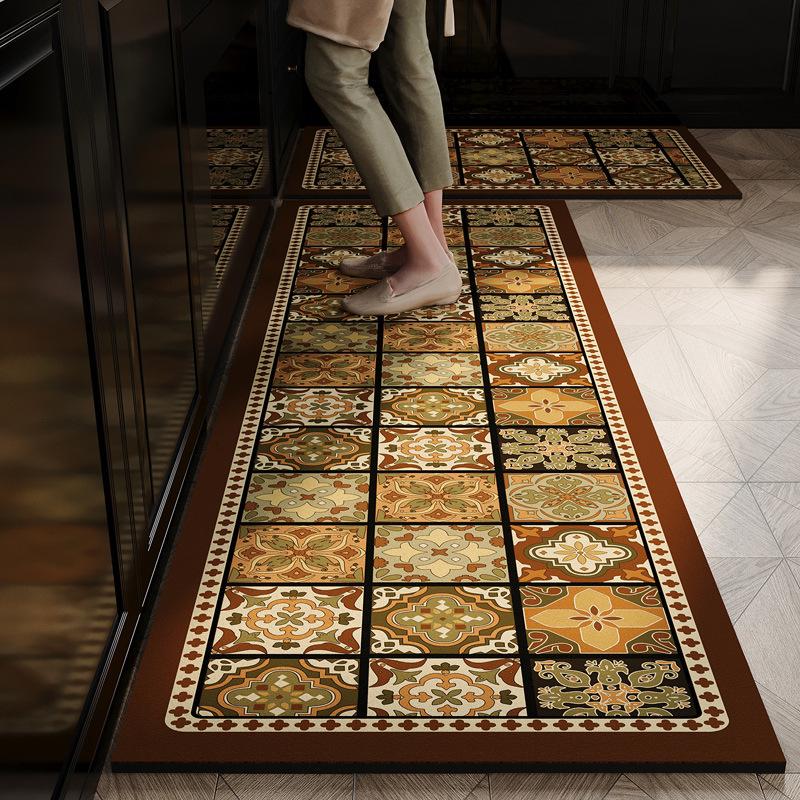Crystal Fiber Kitchen Rug American-Style Ceramic Tiles Water-Absorbing Bathroom Bedroom Entrance Door Mat Home Decoration