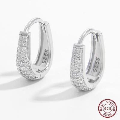 Серьги-кольца из стерлингового серебра 925 пробы с цирконием для женщин, минималистичные великолепные модные ювелирные изделия для вечеринки, свадьбы, повседневные подарки