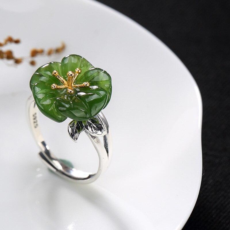 Кольцо из стерлингового серебра 925 пробы с позолоченной антикварной мозаикой Mei Flower lady, открытое кольцо