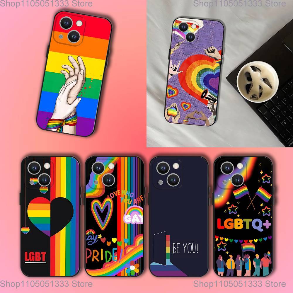 Чехол для телефона L-Лесбиянка ЛГБТ Радужный Прайд Для iPhone 17,16,15,14,13,12,11,Pro,XS,Max,XR,Plus,E,SE4,Mini Черный Мягкий Чехол