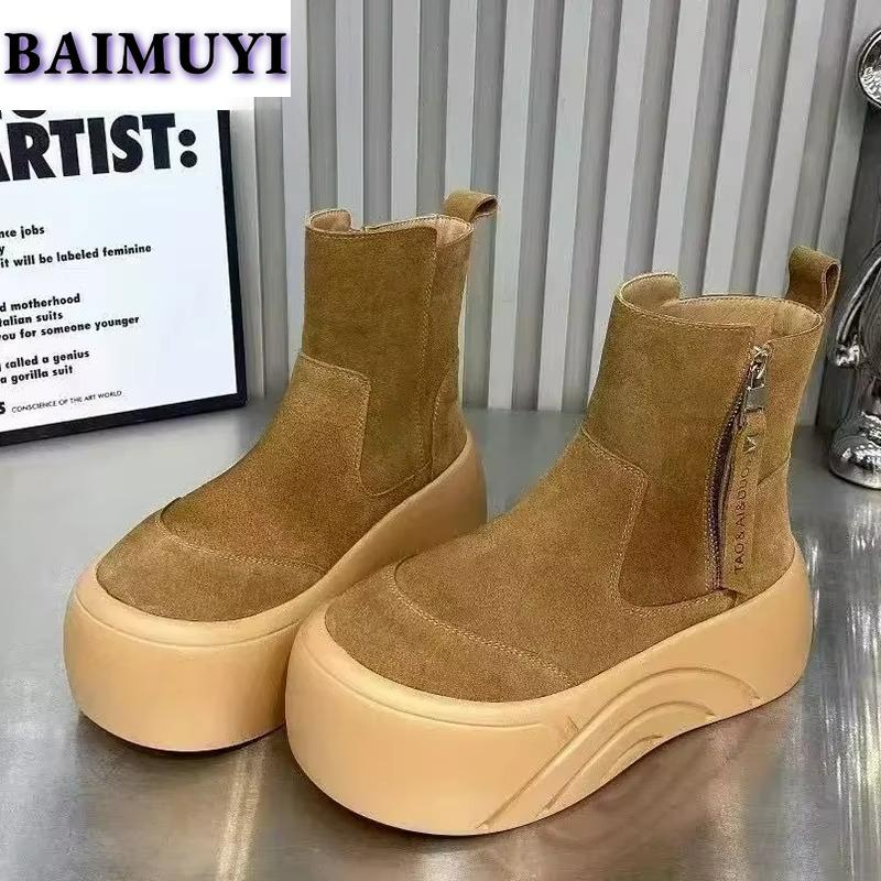 Ботинки на платформе с леопардовым принтом, женские туфли на плоской подошве из замши и хлопка, тренд зимы 2025 года, теплая повседневная обувь в готическом стиле, нескользящие ботинки Mujer