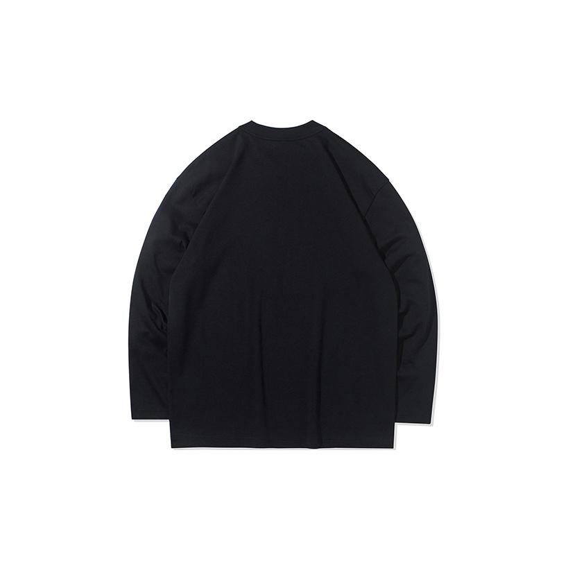 Li Ning Sports Серия Баскетбол Футболка с логотипом Свободная Круглый вырез Длинный рукав Мужская Топы Черный AHSR833-1