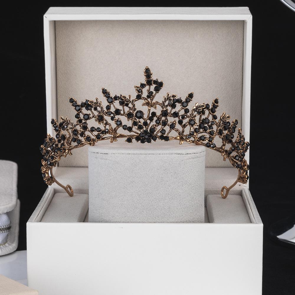 Свадебная корона в стиле барокко, новая ретро черная тиара, свадебное платье, свадебные аксессуары для волос, корона королевы на день рождения для взрослых