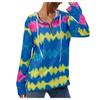 Women's Fashion Wave Printed Striped Drawstring Hooded Casual Sweatshirt Top