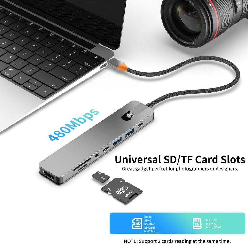 Универсальная док-станция USB-C 8-в-1 с HDMI и функцией отключения экрана