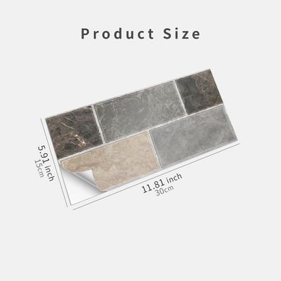 15 шт. ПВХ Съемные Наклейки для Напольной Плитки Самоклеящиеся 5,91 x 11,81 дюйма Декали для Плитки Отклеивающиеся и Приклеивающиеся Обои для Фартука Декор для Кухни