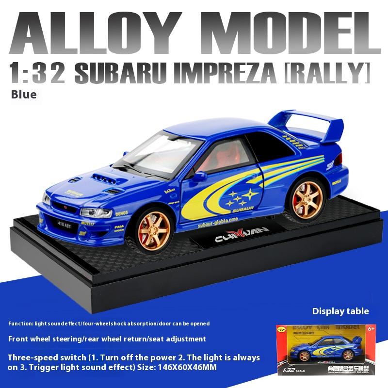 1/32 Scale Subaru Impreza Rally Alloy Racing Model Open Door Desk Ornament Sound Light Children's Toys Boy Gift