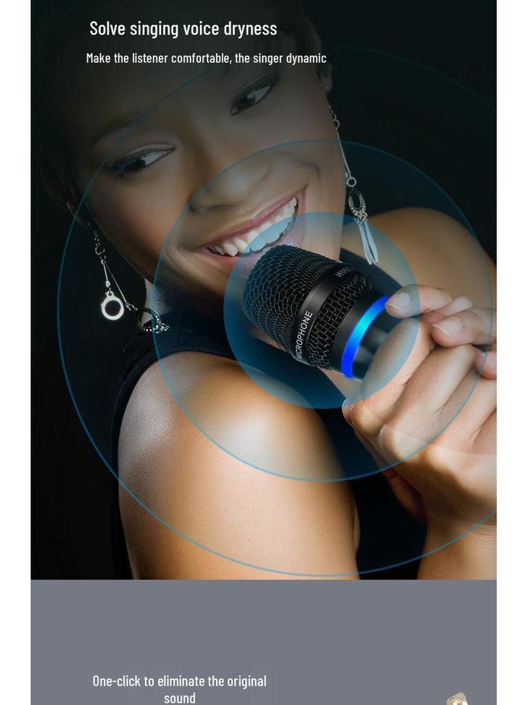Беспроводной микрофон Bluetooth с реверберацией: Универсальный DSP микрофон с подавлением обратной связи для пения в KTV и домашних развлечений