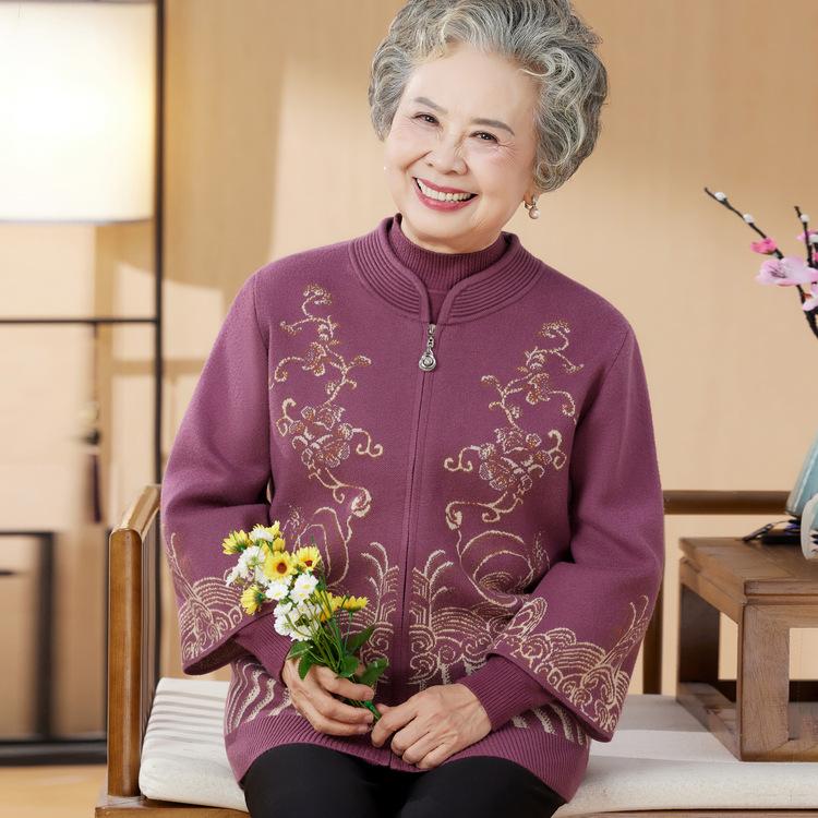 Пожилые люди, Осенний комплект из двух предметов, Бабушка, Осень и зима для Осени и зимы для больших размеров кардиган