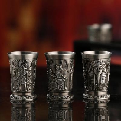 3 шт. египетские рюмки из легированной стали, рюмки, винтажные чашки для вина фараона, сфинкса, набор для бара, паба, клуба, ресторана и домашнего использования, посуда для напитков
