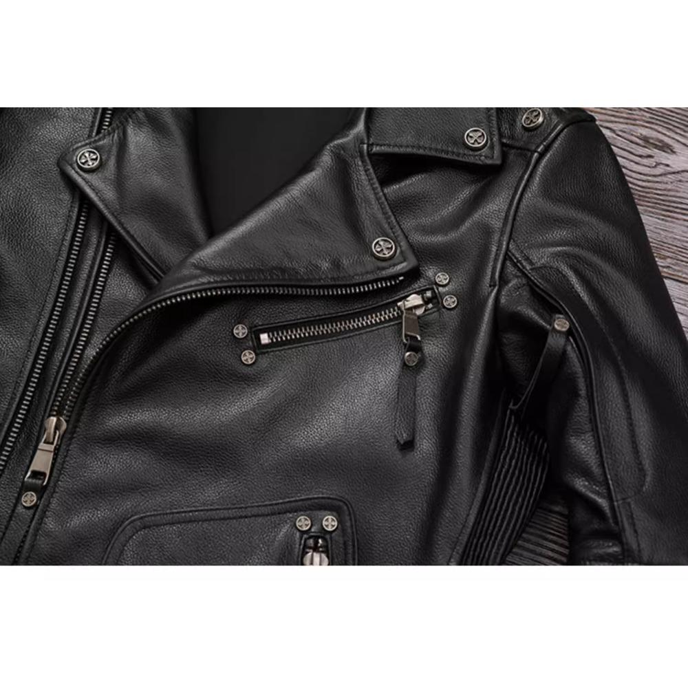 Китайский размер Тяжелая мотоциклетная куртка из натуральной коровьей кожи Верхний слой Повседневный винтажный ретро мото костюм кожаное пальто Зима