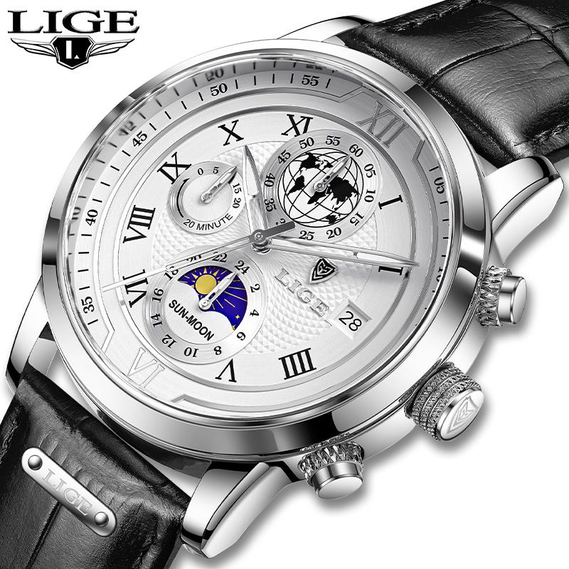 LIGE New Watch for Men Chronograph Mens Watches Quartz Sports Fashion Casual Wrist Watch 30M Waterproof Date Clock Gift for Men