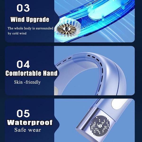 Новый подвесной вентилятор на шею, портативный кондиционер, USB 4000 мАч, перезаряжаемый воздушный охладитель, 5-скоростной электрический вентилятор для улицы