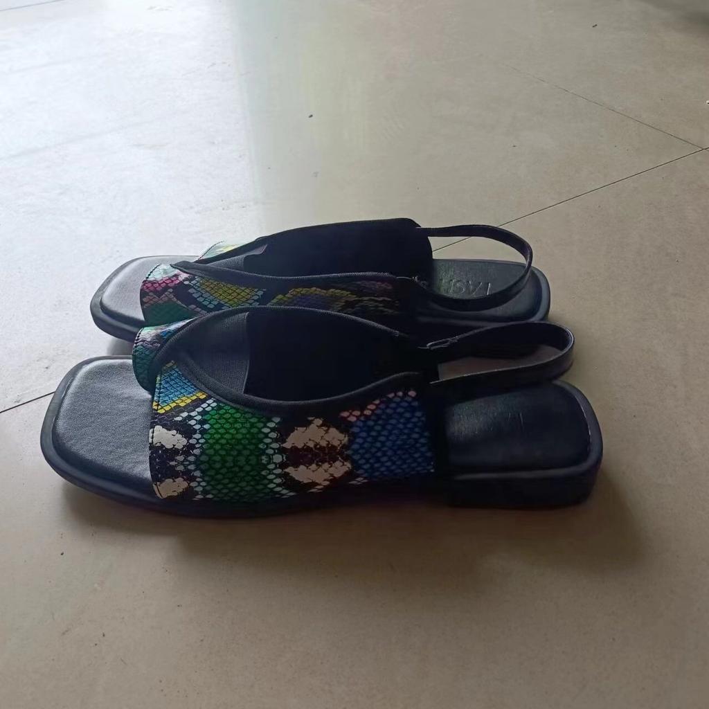 Flat Sandals for Women 2025 New Style Toe European and American Square Toe Casual Back Elastic Roman Sandals