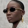 Neutral New Fashion Oval Frame Sunglasses  Uv400 Eye Protection Glasses Women'S Fashionable High-End Metal Sunglasses