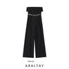 Araltay New Arrival Fashion Style Women's Clothing Fashion All-Match with Belt Tube Top Crepe Jumpsuit 5029178