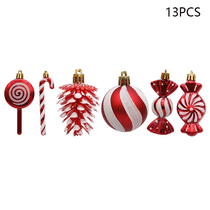 13Pcs/Set Pine Cone Candy Round Ball Christmas Tree Decor Festival Xmas Hanging Ornament