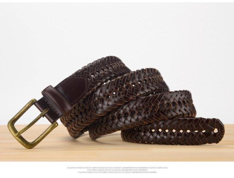 Мужской ретро полый ремень из натуральной кожи с пряжкой-штифтом