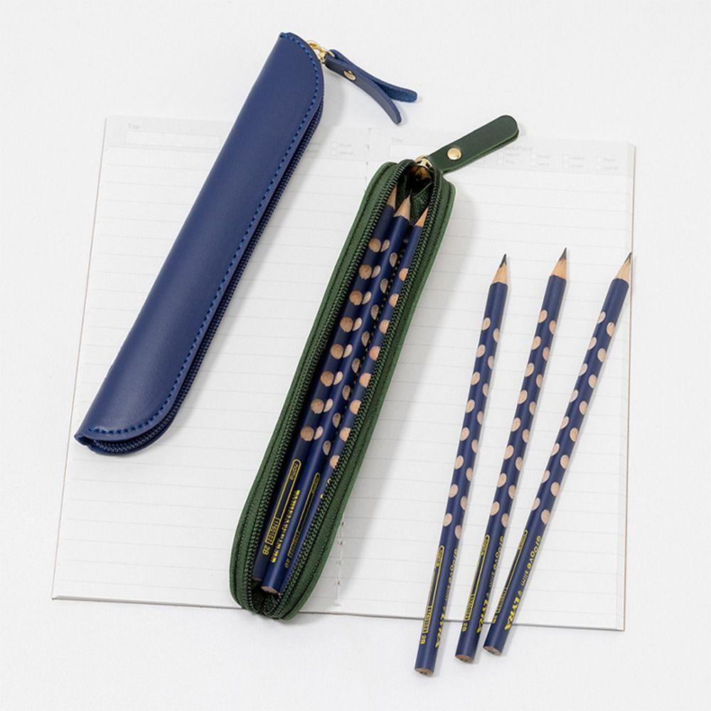 PU Leather Pen Bag Solid Color Stationery Storage Bag Portable Pen Protective Bag  Business