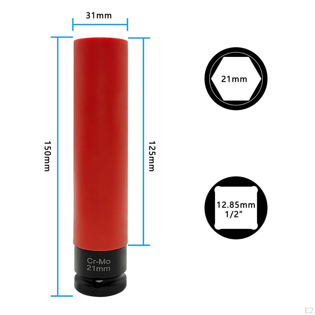 Lug Nut Socket 1/2 Drive Deep 21mm Tyre Equipment Non Marring Wheel