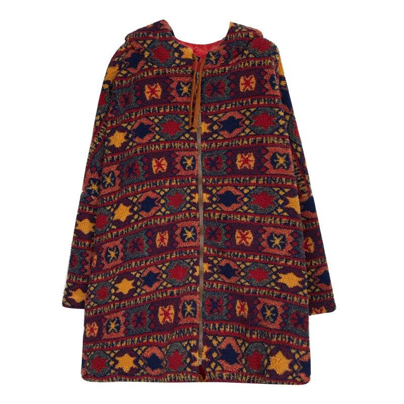 DIMANAF Женские пальто 2022 Большие размеры Зимние новые кашемировые куртки Пальто с рождественским узором и принтом Парка Дизайн Теплая флокированная верхняя одежда больших размеров