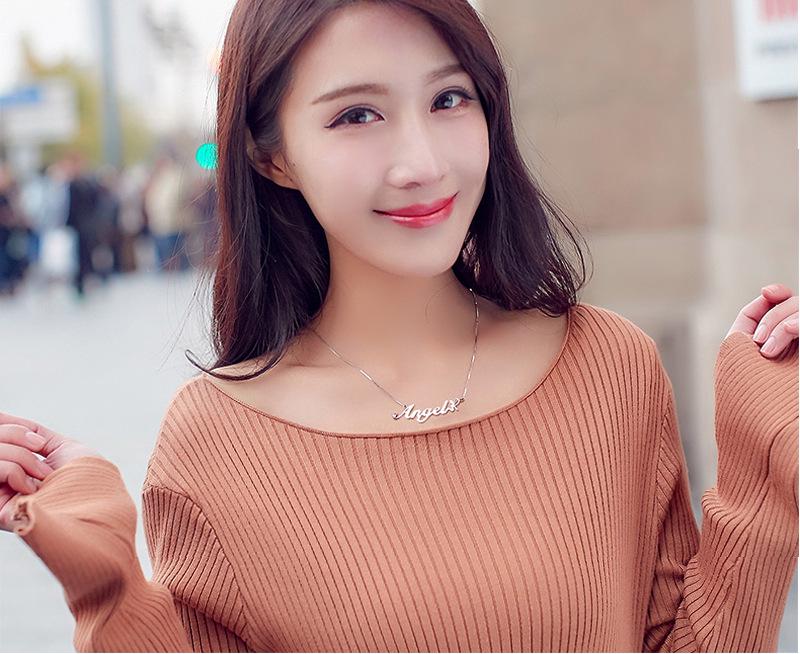 Персонализированное ожерелье с именем из нержавеющей стали - Женская европейская и американская мода, рождественское украшение