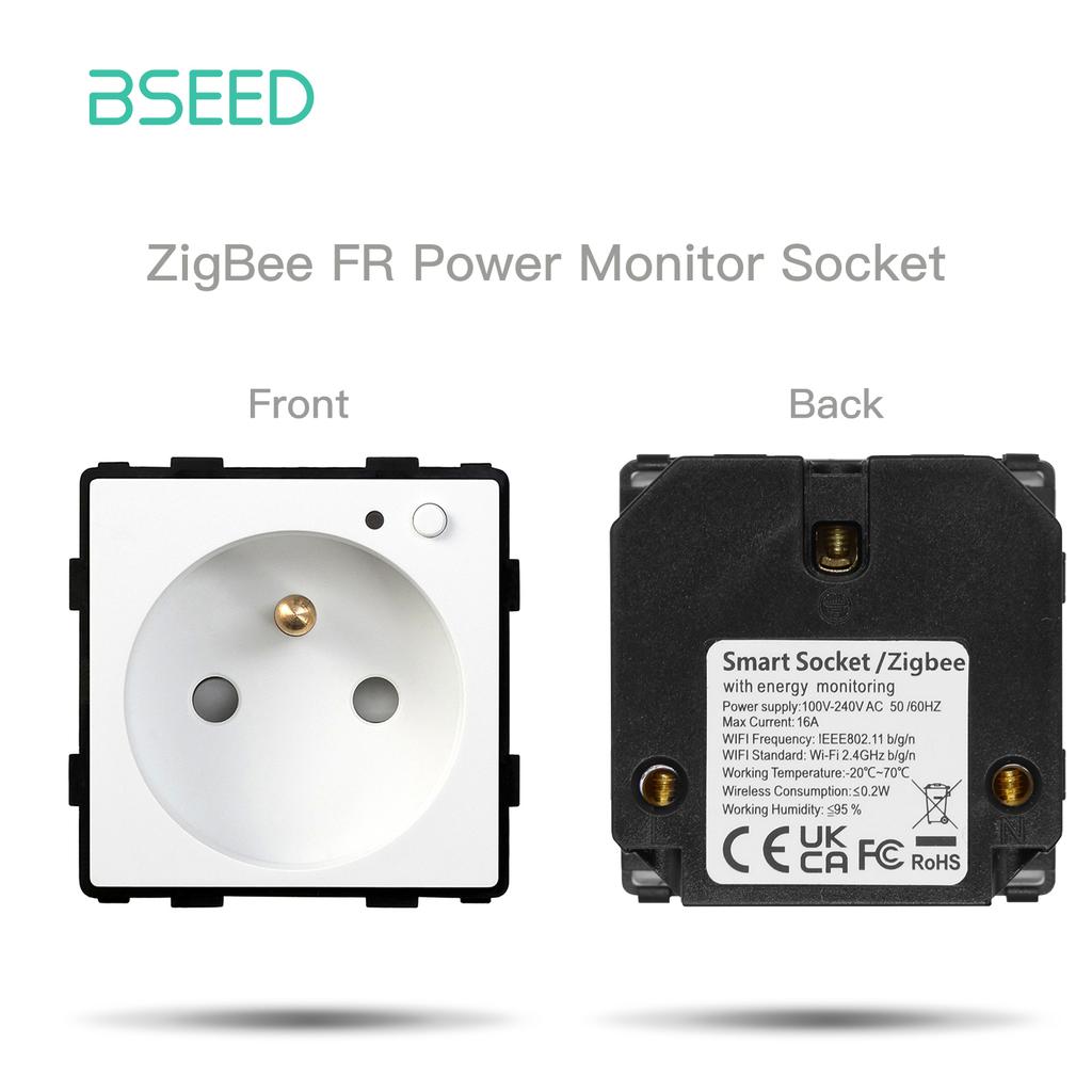 BSEED Zigbee Умные сенсорные выключатели 1/2/3 модуля Обычные французские настенные розетки Тип-C USB Функциональные модули Стеклянные панели DIY Комбинация