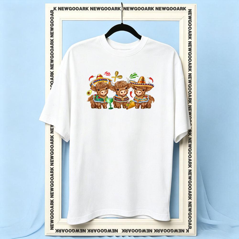 Cinco de Mayo Highland Cow Shirt Women Unisex Summer Cotton Graphic T Shirts Adult Streetwear Camisetas Shortsleev Breathable