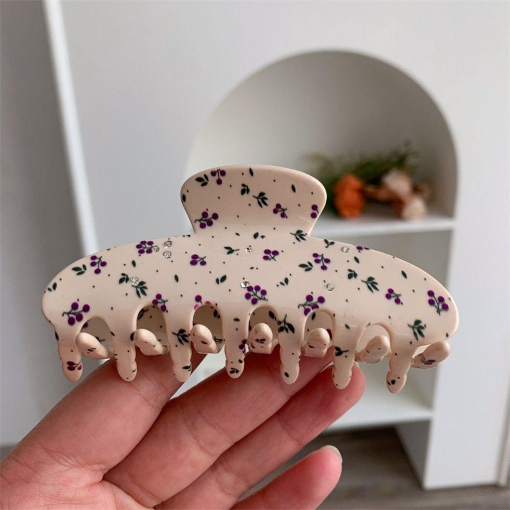 Shark Clip Fresh Acetate Hair Claw Rhinestone Flower Hair Claw Small Floral  Shark Clip  Streetwear