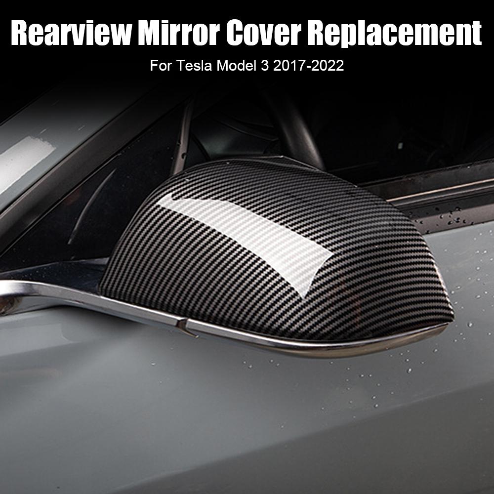 Car Accessories for Tesla Model 3 2017-2022 ABS Side Mirror Cover Rearview Mirror Cover Cap Replacement Carbon Fiber