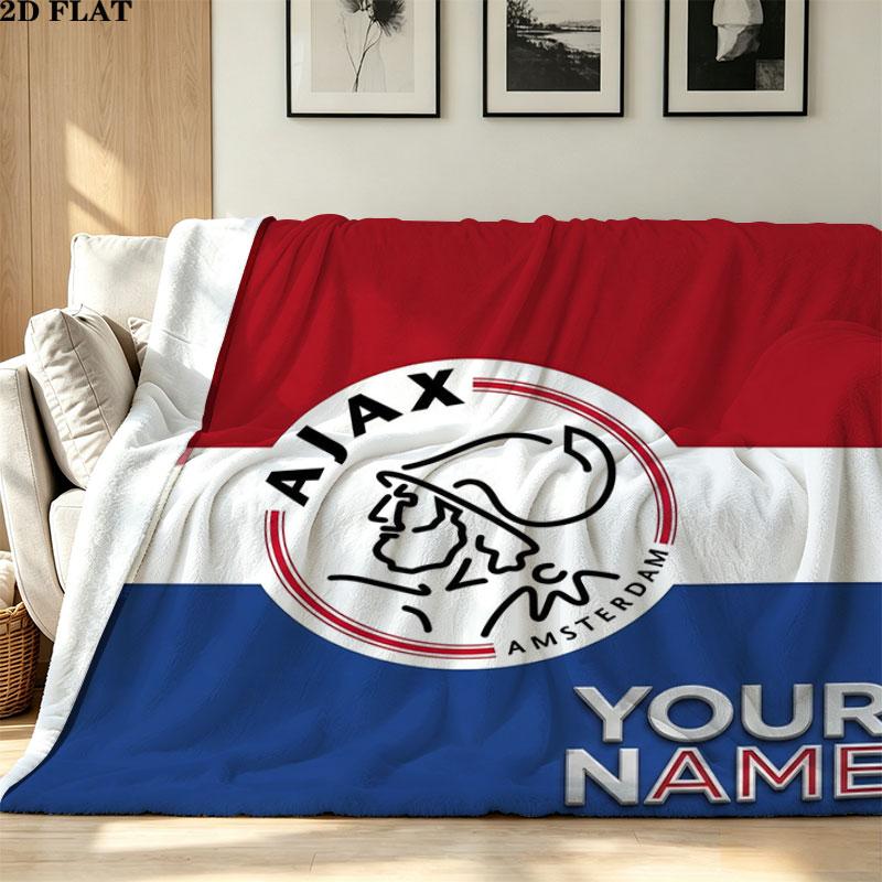 1PC AFC Ajax Custom Name Patterned Flannel Blanket Suitable For All Seasons for Home Decor Warmth and Comfort Gifts Holiday Present