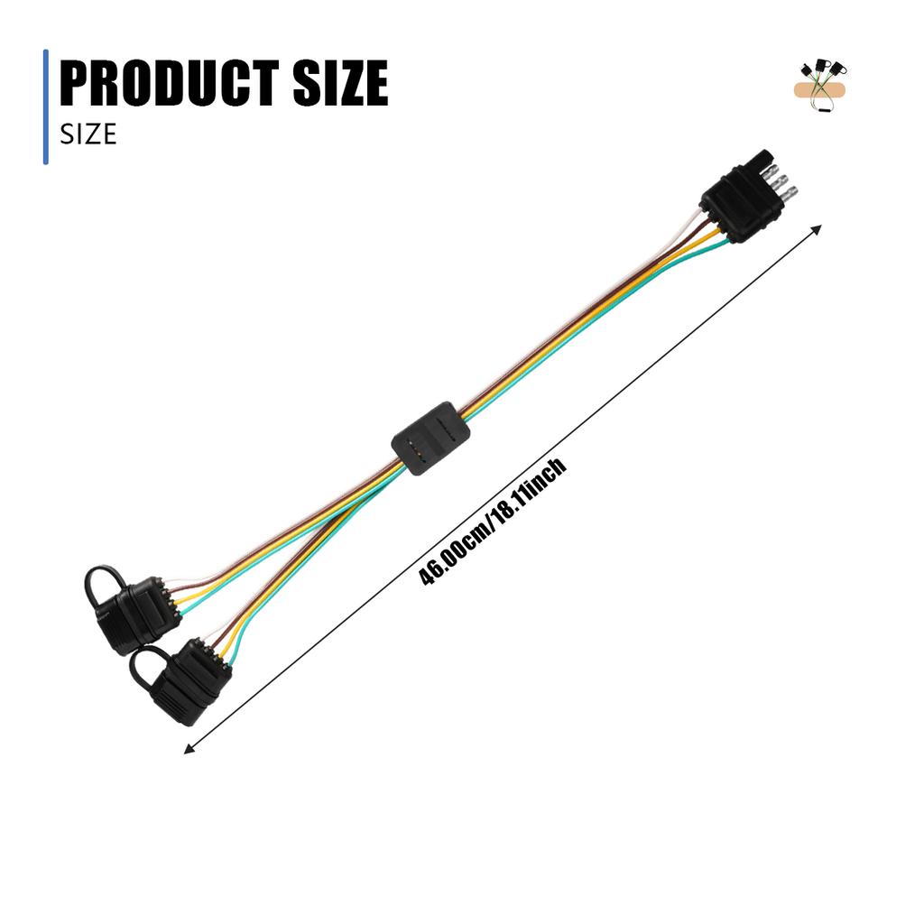 4 Way Y-Splitter Plug Universal for Tailgate Light Bar and Trailer Lights Plug & Play Adapter Extension Harness Wiring Plug 4 Pi
