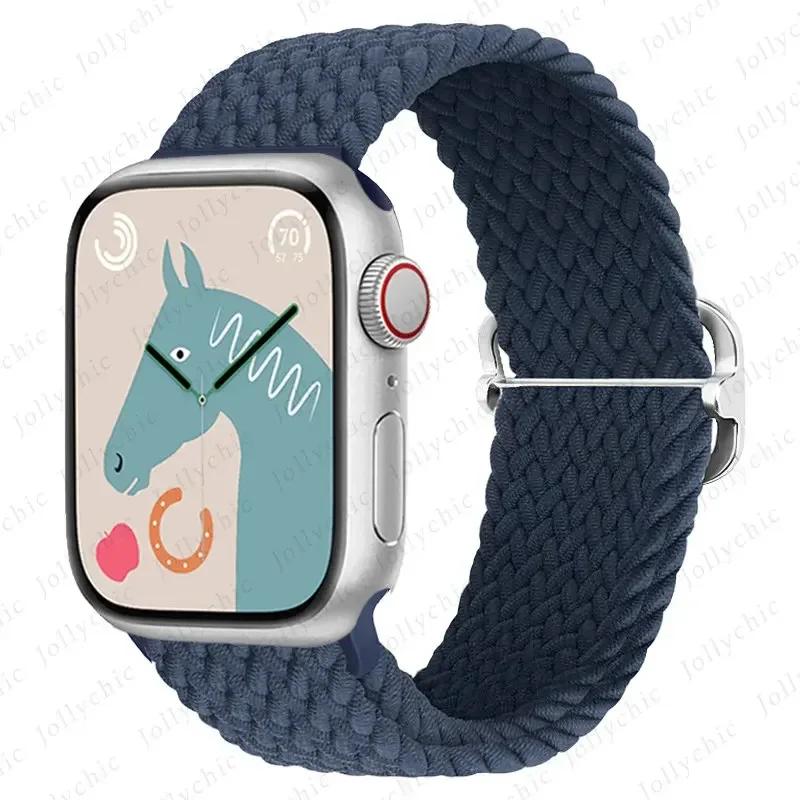 Нейлоновый ремешок для Apple Watch Ultra 2 49 мм 40 мм 44 мм 41 мм 38 45 мм Эластичный плетеный браслет-петля для iWatch Series 9 8 7 6 SE 5 4