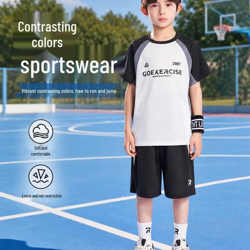 Romamon Boys' 2026 Summer Lightweight Short Sleeve & Shorts Set