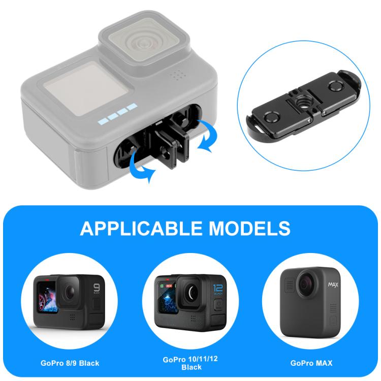 PULUZ Адаптер быстросъемного магнитного складного основания для GoPro HERO12 Black /11 Black /11 Black mini /10 Black /9 Black /8 Black / Max (черный)