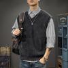 Winter Heavy Cotton Retro Knitted Vest Men's Sleeveless Sweater Loose Casual V-neck Vest