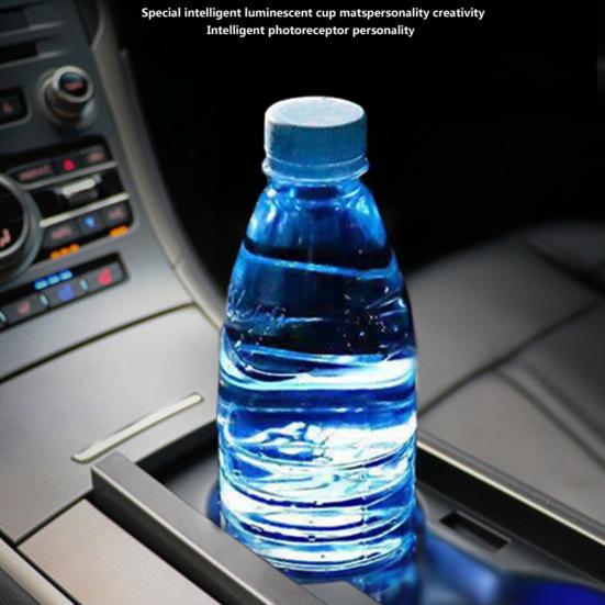 1 Pair Glowing Coaster for Car Smart Sensing Rechargeable 3 Mode Lighting 7 Color Cycle Breathing Light up Car Coasters LED Cup Holders