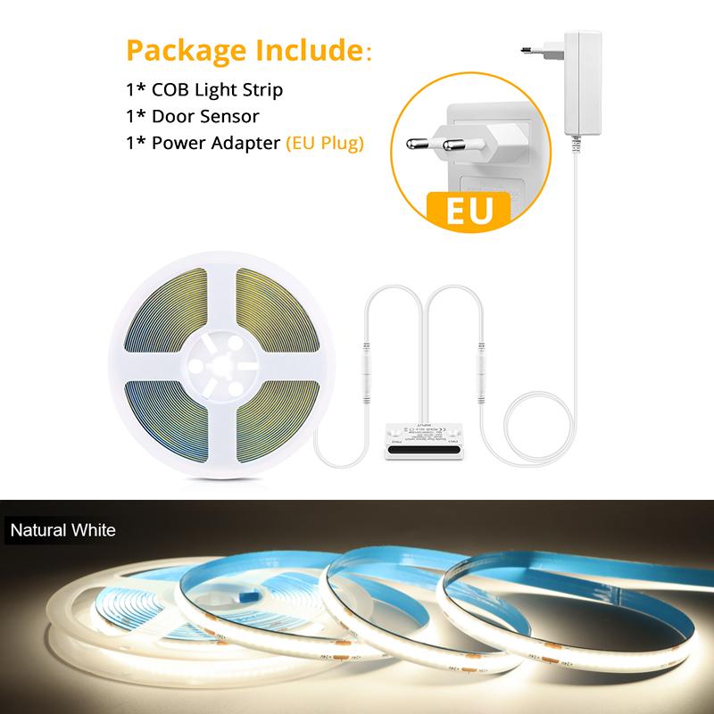 Motion Induction Led Strip DC24V Cob FCOB Lamp 320LED/M Door Open Sensor LED Kitchen Cabinet / Wall Chest Lighting Decor