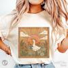 Boho Reading Goose Shirt, Retro Sun Book Lover Shirt, Cottagecore Bookish Goose Tee, Whimsical Summer T-Shirt, Librarian Shirt