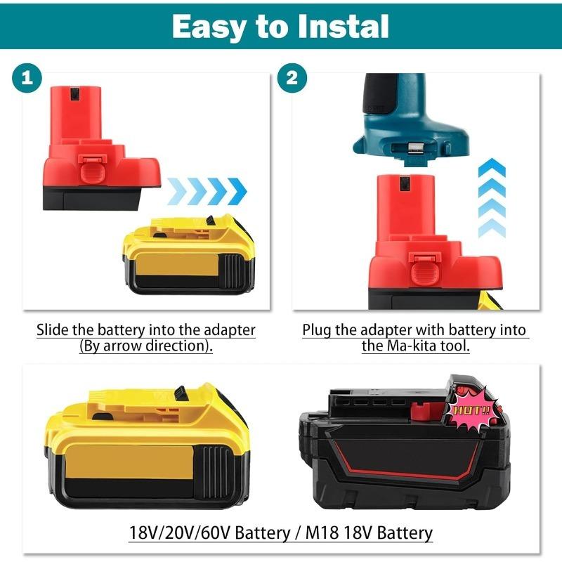 Адаптер аккумулятора для Makita/Dewalt/Milwaukee 18В/20В Li-Ion аккумулятора для преобразования в 12В/14,4В Ni-Mh аккумулятор беспроводных инструментов MT18PA14
