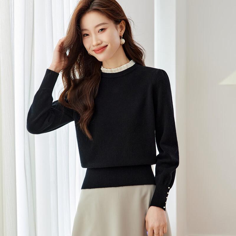 Srcr Women's Pure Wool Cropped Lace Sweater