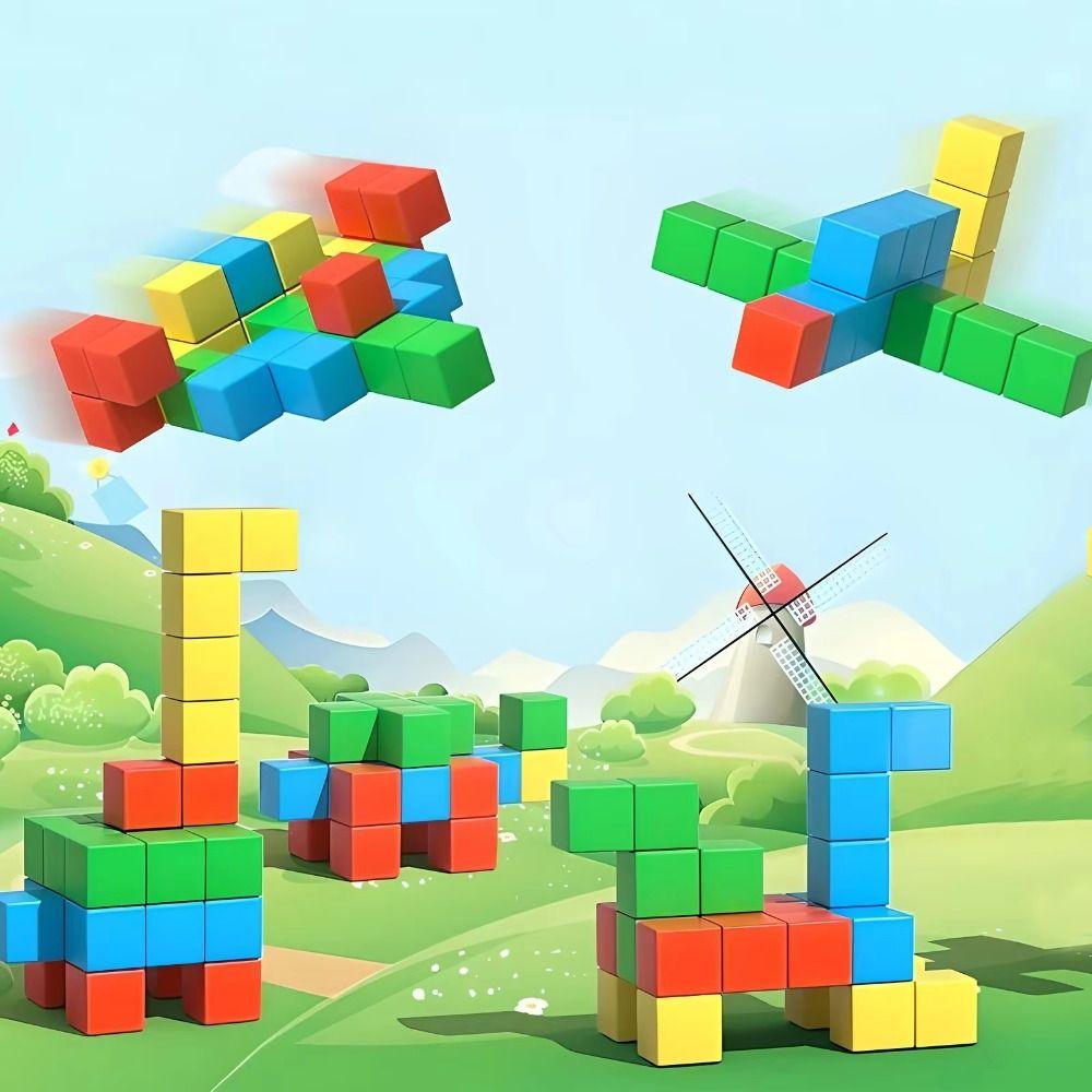 Plastic Puzzle Building Toys Magnetic STEM Toy Building Blocks Cube Magnetic Cube Kids Toy