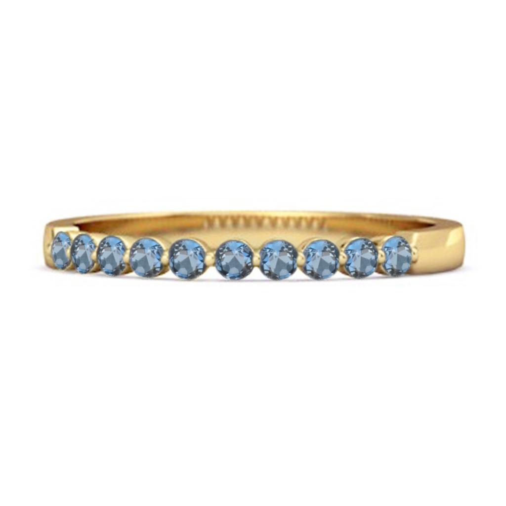 London Blue Topaz Half Eternity Design Band Ring - 925 Sterling Silver Gold Vermeil